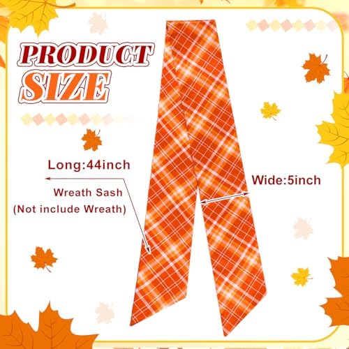VitalCozy Fall Check Wreath Sash for Front Door