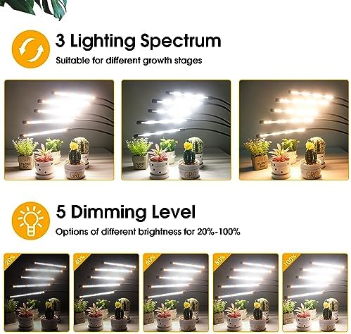Wolezek Grow Lights for Indoor Plants Full Spectrum with Stand