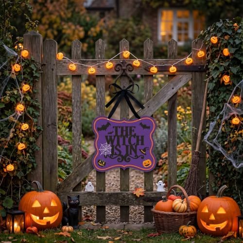 4 Pcs Felt Halloween Signs Wreath Decor for Front Door Indoor, Funny Style