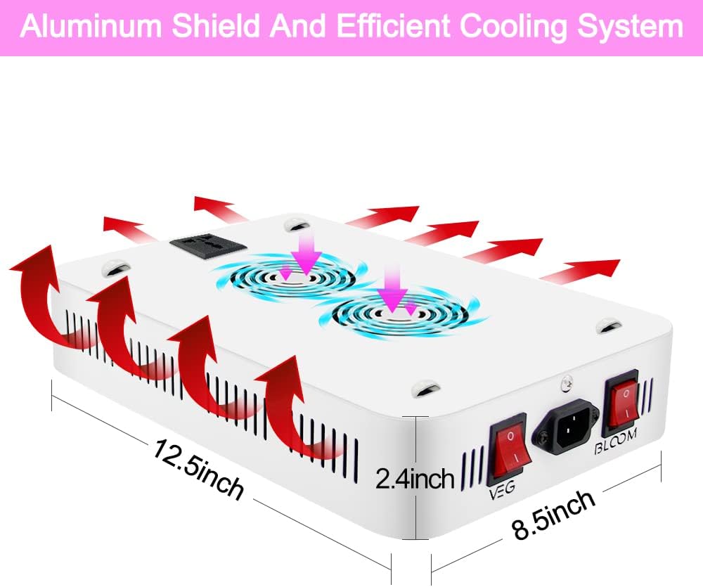 NAILGIRLS LED Grow Light, 600W Grow Lamp for Indoor Plants Full Spectrum Plant Growing Light Fixtures with Daisy Chain
