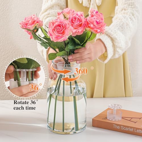 4 Spiral 360° Rotating Ikebana Stem Holder, Spiral Grid for Flowers