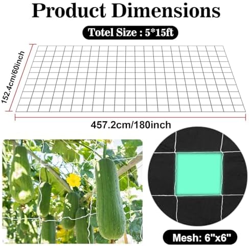 Sukh Trellis Netting for Climbing Plants - 5 x 15 ft Garden Net, 4 Pack