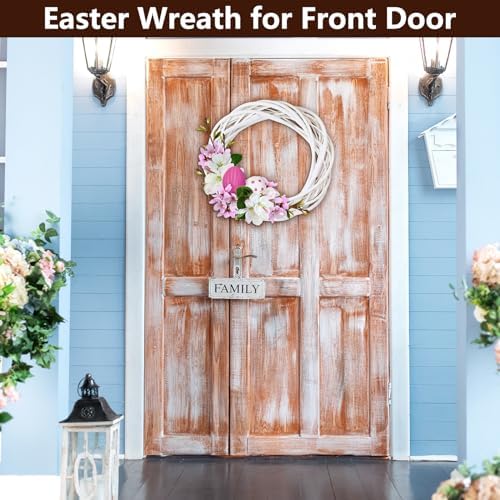 MALOKI 12 Inch Grapevine Wreaths DIY Plain Rattan Door Wreaths, White