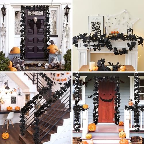 SITUMEIZI 2 Pcs 13Ft Black Garlands for Halloween Home Decor
