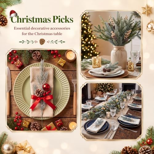 Yunlly 40 Pcs Christmas Artificial Pine Needle Branches, Simple
