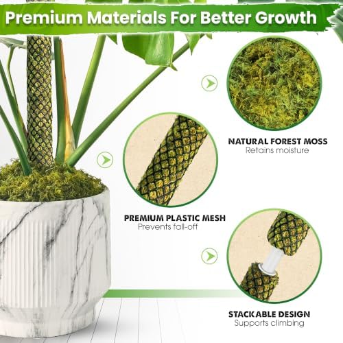 DUSPRO 2 Pack 22" Black Stackable Mesh Moss Pole for Plants