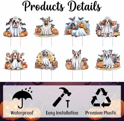 Rngmsi Halloween Ghost Dog Yard Sign Outdoor Decorations 8pc