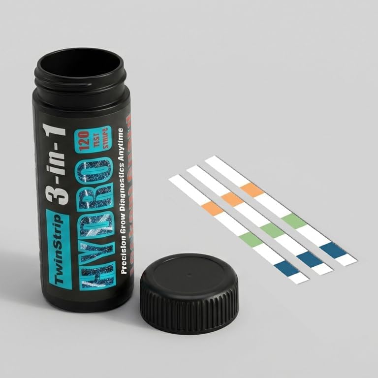 Hydroponic 3-in-1 Water Test Strips, 120 Count | pH 5.5-8.0, Alkalinity & Hardness, Nutrient lockout monitoring, DWC