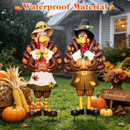 VCUTEKA Fall Turkey Outdoor for Yard Decor, Thanksgiving Garden Stake