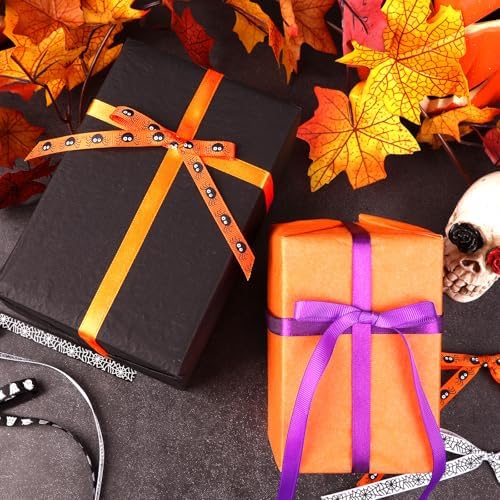 DECYOOL Halloween Ribbon, 6 Rolls 60 Yards Spooky Grosgrain Ribbons
