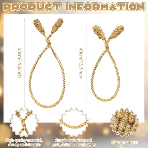 Riakrum 30 Pcs Christmas 20 Inches and 16 Inches Set Decorative Garland Twist Ties Garland Decor for Xmas Holiday Lights Bannisters Stairways Railings (Gold)
