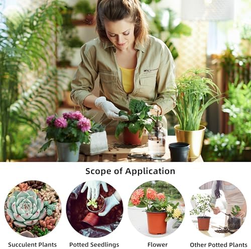 LWWTBS 4" Plastic Plant Nursery Pots 200 Pcs with 200 Labels