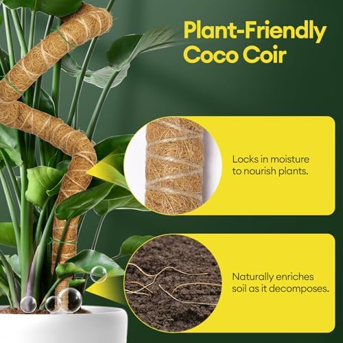 Maygrove 3-Pack 48" Bendable Moss Pole Monstera Plant Support for Climbing