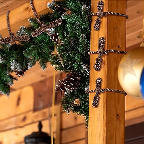 Riakrum 20 Pcs Christmas 20 Inches and 16 Inches Set Decorative Garland Twist Ties Garland Decor for Xmas Holiday Lights Bannisters Stairways Railings (Brown)