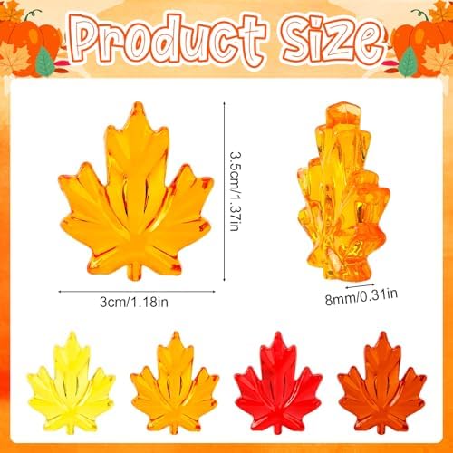 60Pcs Fall Thanksgiving Ornaments, Maple Leaves Vase Filler