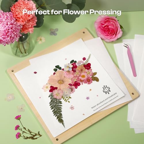 Caydo 22pcs Large 11.8 x 8.26 Inch Blotting Paper for Flower Press, Highly Absorbent and Reusable Blotter Papers for Pressing Flower & Herbarium Herbs,Simply Cutting Blotter Sheets for Craft Supplies