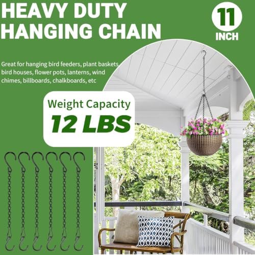 12 Pack 11 Inch Plant Hanger,Black Hanging Chains with S Hooks