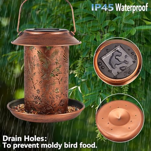 Cardinal Solar Bird Feeder Outdoor Waterproof Hanging Garden Decor