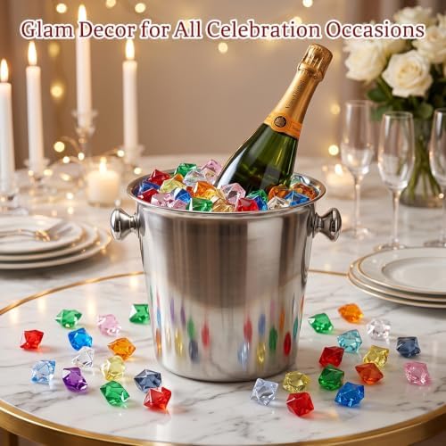 160 Pcs 10-Color Acrylic Fake Ice Cubes, Vase Filler Gems and Table Scatter