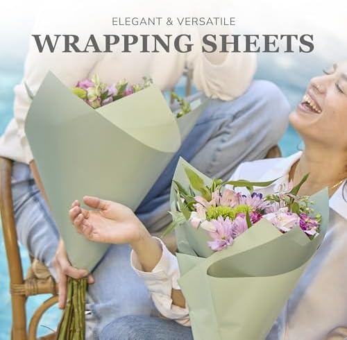 the florist Supply 20 Sheets Premium Flower Wrapping Paper | Waterproof Flower Wrapping Paper for Bouquets | Double Sided Floral Bouquet Sheets | DIY Gifts Colorblend Ocean Spray