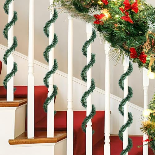 Uieke 100 Pcs Christmas Garland Ties Artificial Pine Needles Garland Faux Pine Greenery Stems 12’’x2 Twist Wired Tree Branches Wreath Tie for Craft Gift Wrapping Party Supply Christmas Decoration