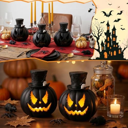 4.9 Inch Light Up Halloween Fake Pumpkins,Jack-O’-Lantern Pumpkin