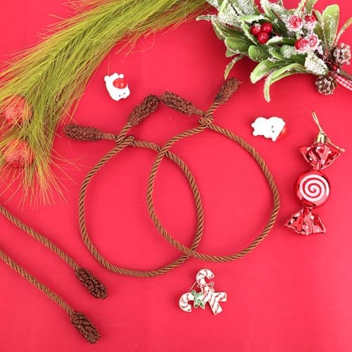 16pcs Christmas Garland Ties, 20 Inch Long Christmas Wreath Ties Holiday Flexible Garland Xmas Railing Clips Holder Hangers Reusable Decorative Banister Twist Tool for Party Home Decor (Brown)
