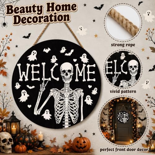 Halloween Decorations - Halloween Skeleton Welcome Sign for Front Door