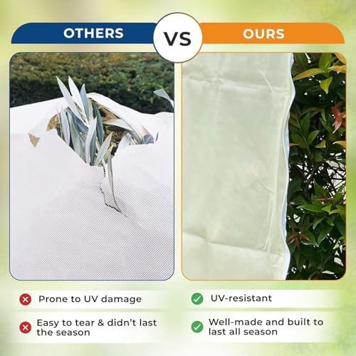 Plant Covers Freeze Protection, 10ft x 10ft Extra Large Tree Covers with Zipper & Drawstring, Frost Cloth for Winter, Outdoor Plant Blankets for Cold Weather, 1 Pack