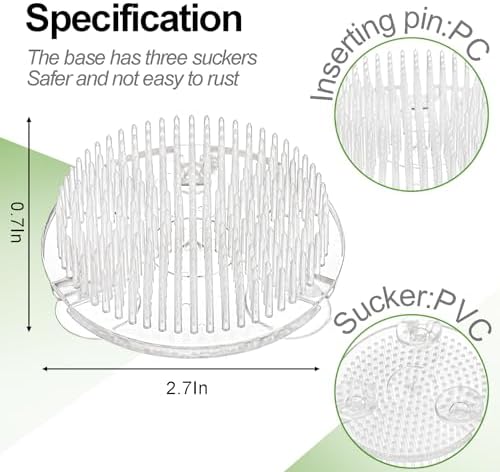 WUWEOT 12 Pack Plastic Flower Frog Pin Holder, 2.7" Clear Ikebana Kenzan Floral Arrangement, Japanese Round Flower Fixed Tools
