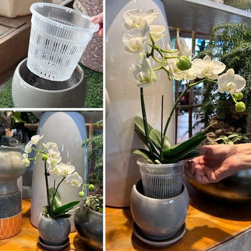 Orchid Pots, 12 Pack 4.5in Orchid Pots with Holes, Breathable Slotted Orchids Planter for Small and Medium Sized Orchids(12Pcs 4.5in)