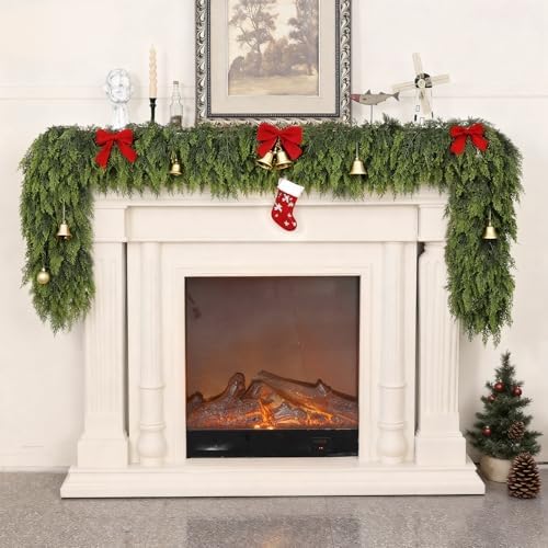 1PCS 16FT Lifelike Touch Fake Cedar Garland for Railing Christmas Decor