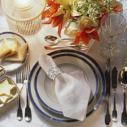 KPOSIYA Thanksgiving Napkin Rings Set of 20, Fall Napkin Holders, Silver