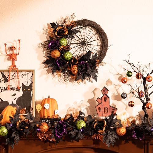 Valery Madelyn 24" Pre-Lit Halloween Wreath for Front Door Decor
