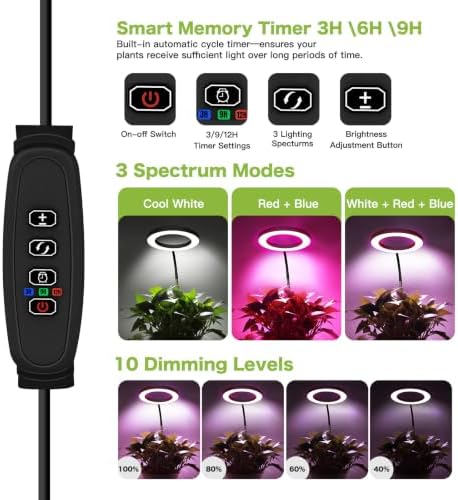 Grow Lights for Indoor Plants, Floor LED Plant Light for Tall Plant, Black