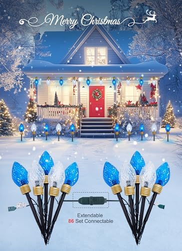 Strawberry Jumbo C9 Christmas Pathway Lights, 2Pack Total 17FT