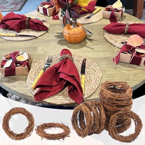 35 Pcs 4 Inch Natural Grapevine Wreath Set, Natural Rattan Wreath,Hand-Woven 4 Inch Vine Branch Wreaths, Perfect for DIY Crafts, Christmas Decorations, and Wedding Supplies