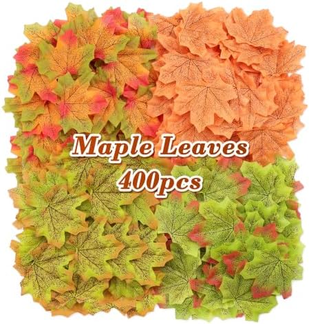 SITUMEIZI 400Pcs Artificial Fall Leaves, Maple Leaves for Autumn Decor