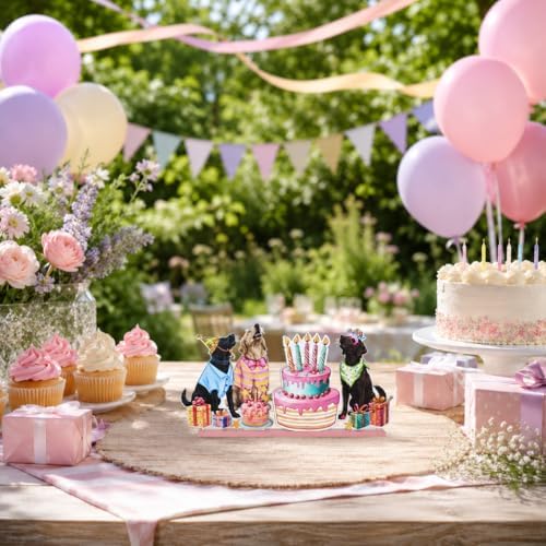 Smile Birthday Wooden Standing Decor Dog Party Cake Tiered Tray