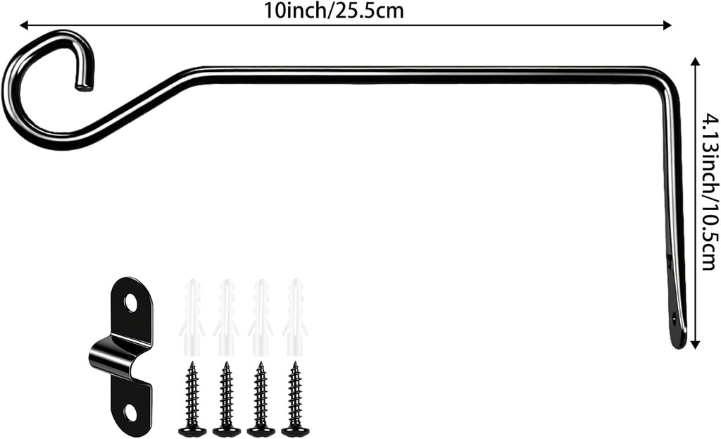 9.94IN Wall-Mounted Plant Hanger – Indoor & Outdoor Hooks for Hanging Plants, Lanterns, Bird Feeders, and Decorative