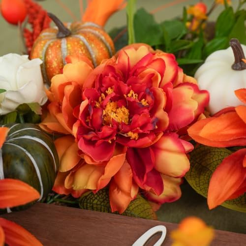 24 Inch Fall Wreaths for Front Door Outdoor, Autumn Wreath for Thanksgiving