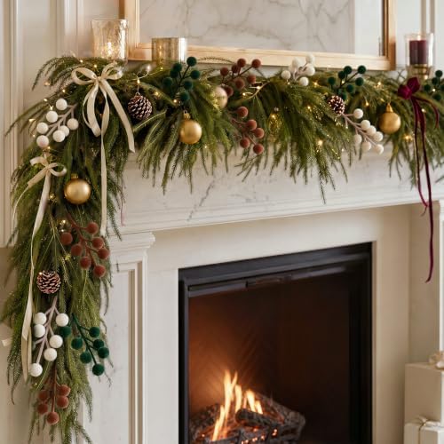 48 Pcs Brown Green Beige 6.5 Inch Christmas Holly Berry Stems