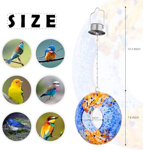 VCUTEKA Glass Bird Feeder, Fly Through Solar Birdfeeders for Garden Decor