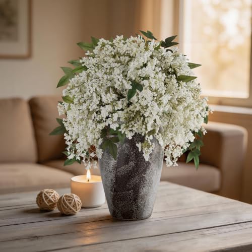 3 Pcs Artificial Berry Stem 36" Realistic Flowers Picks Branches Faux Stem Spray DIY for Holiday Seasonal Farmhouse Mantel DIY Home Decorations (White Green)
