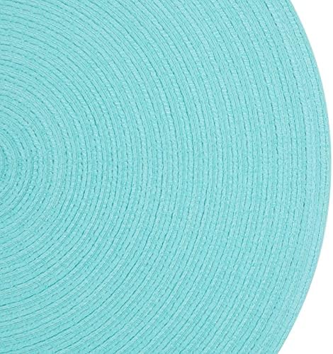 SHACOS Round Placemats Set of 6 Washable 15 inch Round Table Mats Cotton Polyester Woven Braided Place Mats for Dining Table (Aqua, 6)