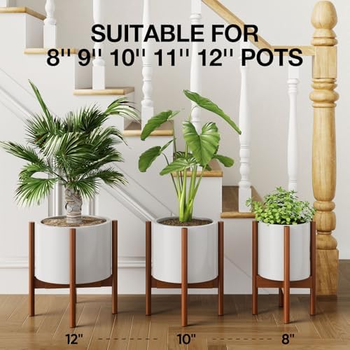 MUDEELA Plant Stand for Indoor, Bamboo Material, Dark Brown, 14.5 Inch Tall