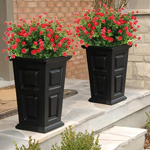 RECUTMS 12Pc Artificial Red Flowers Artificial Eucalyptus Front Porch Decor
