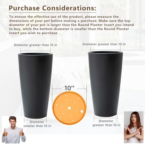 2Pcs 10" Round Planter Insert, with Drainage Holes to Save Potting Soil