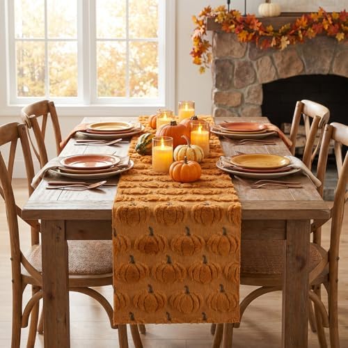 Artoid Mode Caramel Soft Faux Fur Fall Table Runner 13x120 Inch