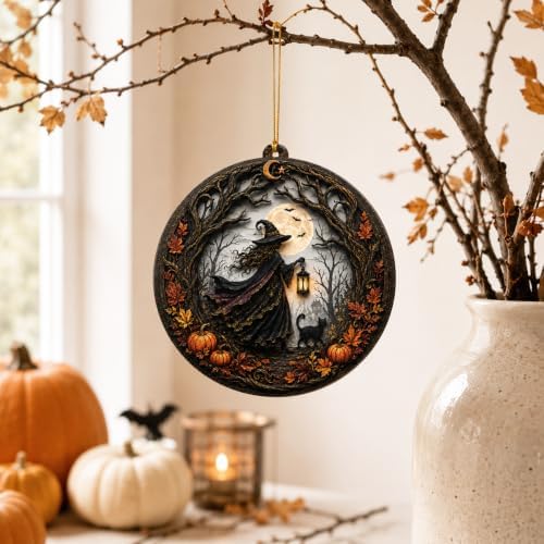 Witch Acrylic Suncatcher Window Hanging Mystical Witchy Sun Catchers Halloween Ornaments Wall Art Door Garden Room Home Decor Birthday for Teens Women